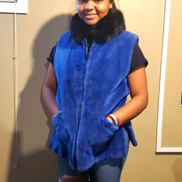 Mink Vest with Fox Collar